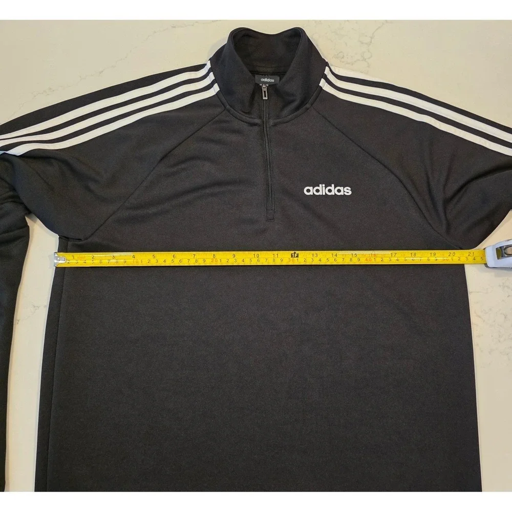 Adidas Climalite 1/4 Zip Pullover Mens Medium‎ Black White Stripes DY3145
